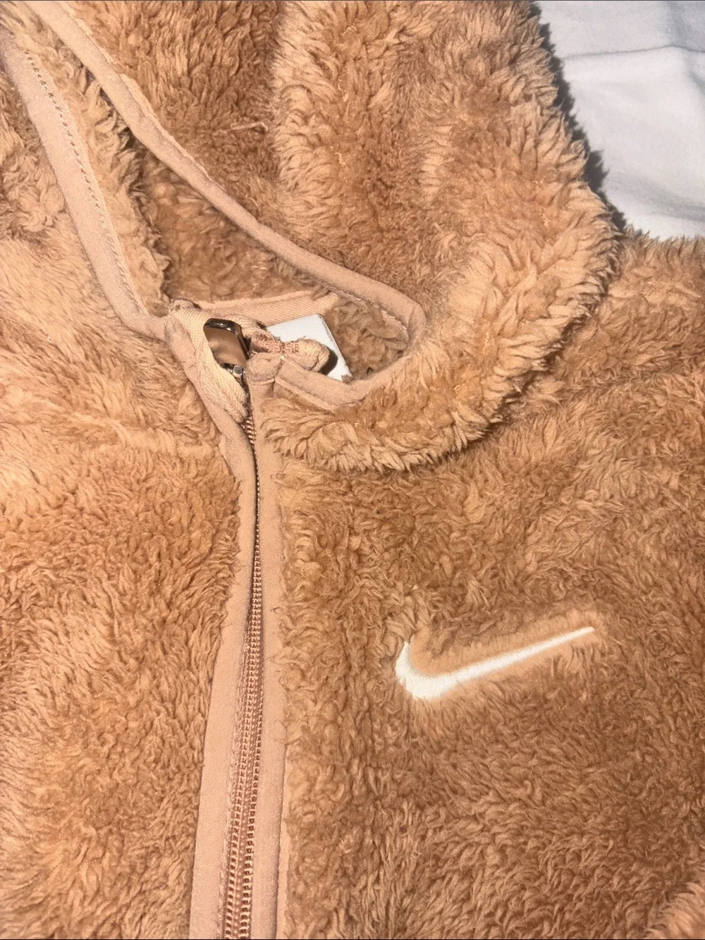 Nike Kids Sherpa Hooded Zip Jackets in Brown and Navy